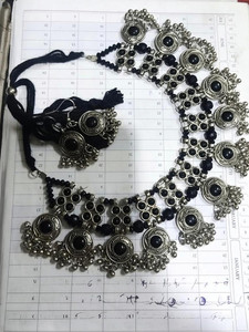 TET TET oxidized necklace set Beads Silver Plated Alloy Necklace
