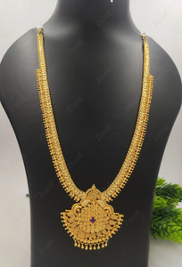 ZozoE 1 gram gold covering Traditional Function Wear Gold Plated Long necklace Haram Gold-plated Plated Copper Necklace
