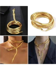 Lukaya Fashion Snake Necklace Cum Bracelete Gold-plated Plated Stainless Steel Necklace