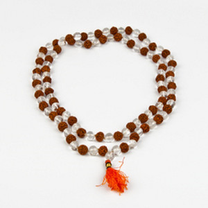 numeroastro Original & Natural Rudraksha Crystal/Sphatik Mala For Good Health & Wealth Crystal Wood, Crystal Chain