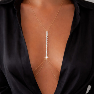 Snazzy Soul Studio Trendy And Korean Diamond Line Body Necklace For Women And Girls Gold-plated Plated Brass Chain
