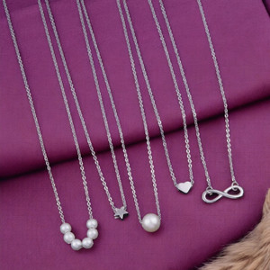 ELCETRATD JEWELLERY shimmering beautiful necklace combo for women and girls Diamond Silver Plated Alloy Necklace