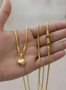 Zaika MUGAPPU THALI CHAIN Cubic Zirconia Gold-plated Plated Brass Chain