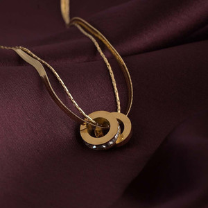 PALMONAS Gilded Rings Layered Necklace Gold-plated Plated Stainless Steel Necklace