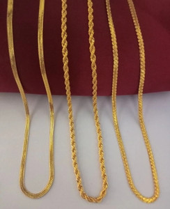 DF DEB FASHION Pack of 3 gold plated chains for unisex Gold-plated Plated Brass Chain