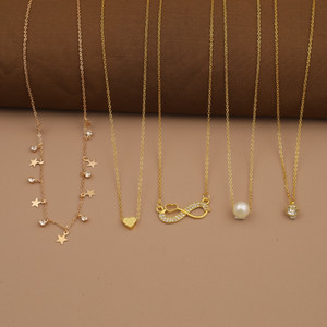 kavya jewels COMBO OF 5 NACKLACE CHAIN FOR WOMENS AND GIRLS Gold-plated Plated Alloy Necklace