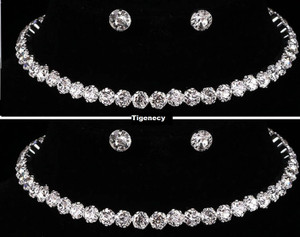 TIGENECY Diamond Gold-plated Plated Alloy Necklace Set Diamond Brass Plated Brass Necklace Set