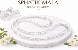 Tanishee- The Real Jewels Sphatik, Clear Quartz Stone Necklace