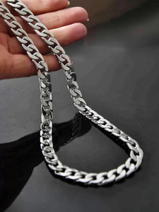 Vivity Rich Quality Heavy 18k Cuban Festive Party Special 
Fashion Stylish Silver Plated Brass, Stainless Steel Chain