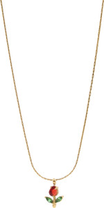 XAYAH red & green mini tulip necklace chain Ruby Gold-plated Plated Stainless Steel Necklace