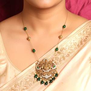 PVG Horizon Grand Premium Traditional Trendy Ethnic Invisible Thin Gold-Plated Monalisa Beads Gold-plated Plated Metal Necklace