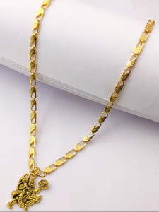 SR gold palace HANUMAN PENDANT WITH CHAIN FOR MEN Gold-plated Plated Alloy Chain