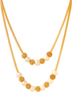 येल्लो चाइम्स Layered Necklace for Women Gold-plated Western Pearl Beads पर्ल गोल्ड प्लेटेड तांबा नेकलेस