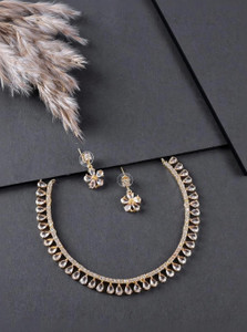 prem Brass Gold-plated White Jewellery Set