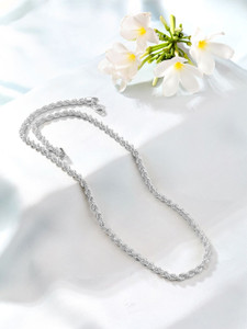 D2Fashion D2 Fashion White Plated Chain For Men and boys with High Finish Silver Plated Metal Chain