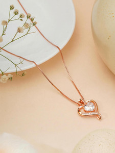 BISHTY Rose Gold Heart Anti Tarnish Anti Allergic chain girls women Cubic Zirconia Gold-plated Plated Stainless Steel Chain Set