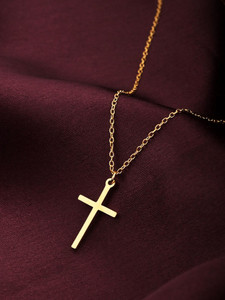 Palmonas PALMONAS Golden Cross Necklace for Womens Waterproof & Anti-Tarnish Gold-plated Plated Stainless Steel Necklace