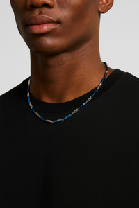 vien VIEN STAINLESS STEEL UNISEX STYLE BLUE/SILVER CHAINS STANDARD TRENDING CHAINS Silver Plated Stainless Steel Chain