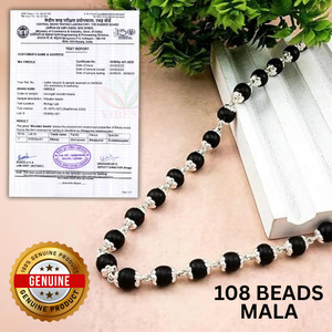 वाइबसल Natural Karungali Malai Original 8mm | Certified Karungali Mala 108 Beads लकड़ी नेकलेस