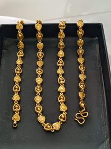 HN JEWELLERY One Gram Gold Plated Imported Heart Designer Golden Chain 24 Inch Long Chain Gold-plated Plated Brass Chain