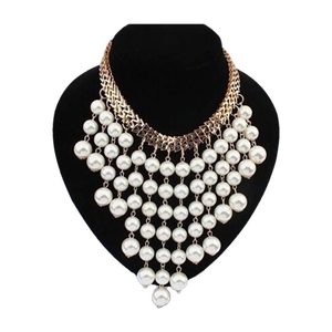 YELLOW CHIMES Adorable High End Multi-Layer Tassel Beads Collar Choker For Women And Girls Pearl Gold-plated Plated Alloy Necklace