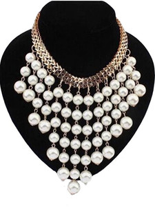 YELLOW CHIMES Adorable High End Multi-Layer Tassel Beads Collar Choker For Women And Girls Pearl Gold-plated Plated Alloy Necklace