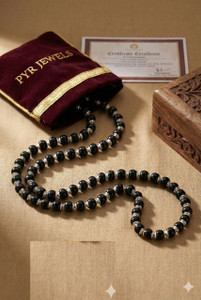 PYR Fashion Karungali Malai Men Original silver with Govt Certified 8MM Silver 54 Beads Silver Plated Wood Chain