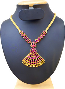 oh wow american diamond gold plated women necklace Diamond, Ruby Gold-plated Plated Copper, Alloy Necklace