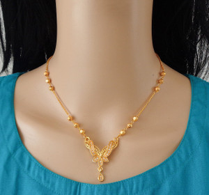 RAMDEV ART FASHION JEWELLERY Designer and Stylish chain pendant for women Pearl Gold-plated Plated Copper Necklace