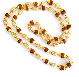 Minprice Rudraksha and Crystal Mala With 1 Gram Gold Plated Cap Beads Gold-plated Plated Alloy Chain