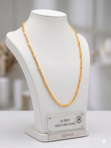 bdesi by laxhit Elegant 22" Gold-Tone Textured Rectangular Link Chain for Men - Daily Wear Gold-plated Plated Alloy Chain
