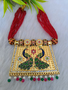 mnjewelery Beautiful Peacock Design Necklace/Choker set/Tevta with beads chain for women Beads Alloy Necklace