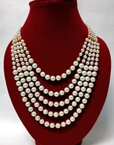 Henuka Stylish & Beautiful 5 Layer Beads Necklace/ for Girls or Women Beads Beads, Pearl Gold-plated Plated Mother of Pearl Layered