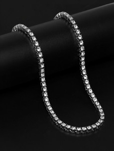 SAFISHA Hip hop Chain Diamonds Plated Ice Chain Moissanite Silver Plated Alloy Necklace