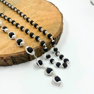 DIVINE HINDU Original Karungali Malai with Silver cap 54-Beads & Karungali Malai Bracelet Silver Necklace