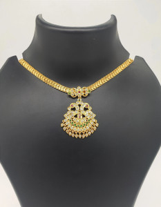 Hanaa 5 Metal Impon Panjaloga Attigai Short Chain Jewellery for Women & Girls Cubic Zirconia Gold-plated Plated Brass Necklace