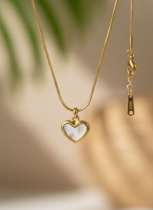 MISS VIBE Miss Vibe White Heart love Pendant Snake Chain Necklace for Daily Wear & Gifting Gold-plated Plated Stainless Steel Necklace