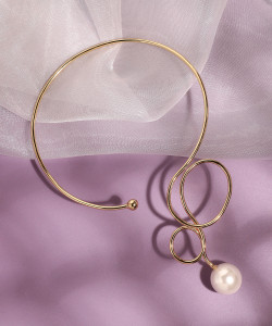 SOHI Gold Plated Pearls Party Necklace For Women Pearl Gold-plated Plated Alloy Necklace