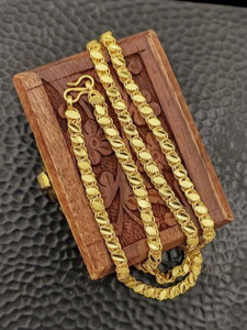 HN JEWELLERY One Gram Gold Plated Traditional Leaf Designer Chain For Women Men 24 Inch Long Gold-plated Plated Brass Chain