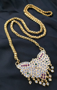 PBM CREATIONS Gold plated Covering Impon 5 Metal/ 5 pon chain dollar ad cz stones long big Gold-plated Plated Copper Chain