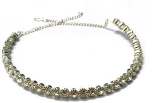 Aksh Enterprises Necklace For Kid Single Line Silver Crystal Gold-plated Plated Alloy Necklace