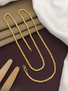 hokozon enterprise 1 GRAM GOLD PLETED 30"inch LONG CHANDRAMUKHI CHAIN FOR WOMEN. Beads Gold-plated Plated Brass Chain