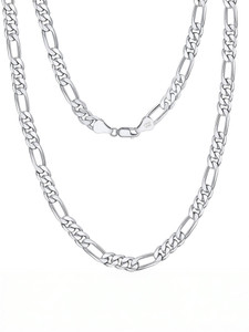 SILVERSHOPE Fashion Classic New Hip Hop Figaro For Mens Jewelry Silver Chain