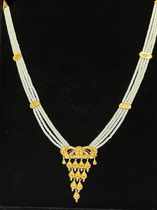 सोंमी स्टोर Long necklace 0058 पर्ल गोल्ड प्लेटेड तांबा चेन सेट
