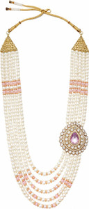 Sundar Vibes Store Royal Groom Mala Pink Pearl Alloy Necklace