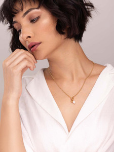 Palmonas Dainty Beaded Pearl Chain Pearl Gold-plated Plated Stainless Steel Necklace