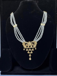 Soumi store Gold plated pearl long necklace Pearl Gold-plated Plated Copper Necklace Set