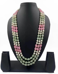 Aamrapali Silver Gems Pink Jade Stone Necklace, Stylish Pink Jade Stone for Elegant Style Jade Stone Necklace