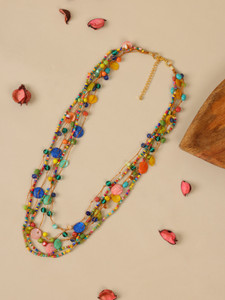 DCA DCA Multicolor Shell Glass Beaded Long Necklace for Women Gold-plated Plated Shell, Glass Necklace