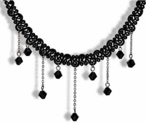 Alcove Black Choker with Beautiful Crystal Stones Crystal Fabric Choker